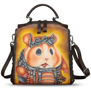 3861 Leather Satchel Hand Painted Purse Crossbody Handbag Top Handle Bags